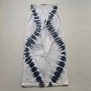 Y2K Southpole Jeans Women's 31 Blue Tie Dye Wide Leg Baggy Fit Streetwear Hiphop